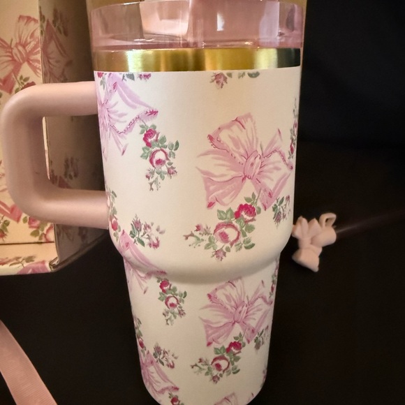 New Stanley 40oz/20oz Combo Love Shack Pink Bow Set Special Box Bag Straw Topper - Picture 12 of 14